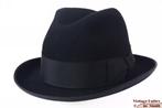 Vintage Gleufhoed Wegener Colonel zwart vilt 56,5, Kleding | Heren, Hoeden en Petten, Hoed, Wegener Colonel, Ophalen of Verzenden