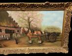 Schilderij Boerentafereel. Gesign., Ophalen of Verzenden