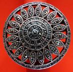 Prachtige Super Grote Ronde Zilveren Ring met Markesietjes, Verzenden, Zilver, Ring