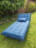 Ligbed, chaise longue, blauw met kussentje, verstelbaar, 150 tot 200 cm, Gebruikt, Stof, Eenpersoons