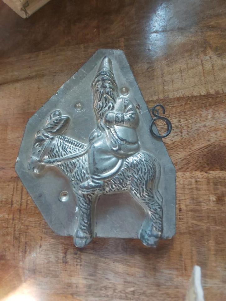 Antieke Chocolademal Kerstman op Ezel, Antiek en Kunst, Curiosa en Brocante, Ophalen of Verzenden