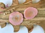 Mooie roze goud onderzetter set van 2 Nail Palette Epoxy Art, Ophalen, Nieuw, Glas of Kopje