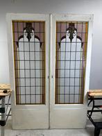 Prachtige set gebrandschilderde glas in lood ensuite deuren, Ophalen, Gebruikt, Minder dan 80 cm, Binnendeur