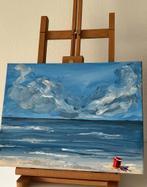 Aan zee ~ emmertje aan het strand ~ atelier ~ schilder kunst, Ophalen of Verzenden, Zo goed als nieuw, Schilderij, Minder dan 50 cm