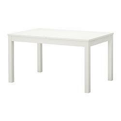 Witte uitschuifbare tafel – IKEA BJURSTA, Huis en Inrichting, Tafels | Eettafels, Gebruikt, 50 tot 100 cm, 200 cm of meer, Vijf personen of meer