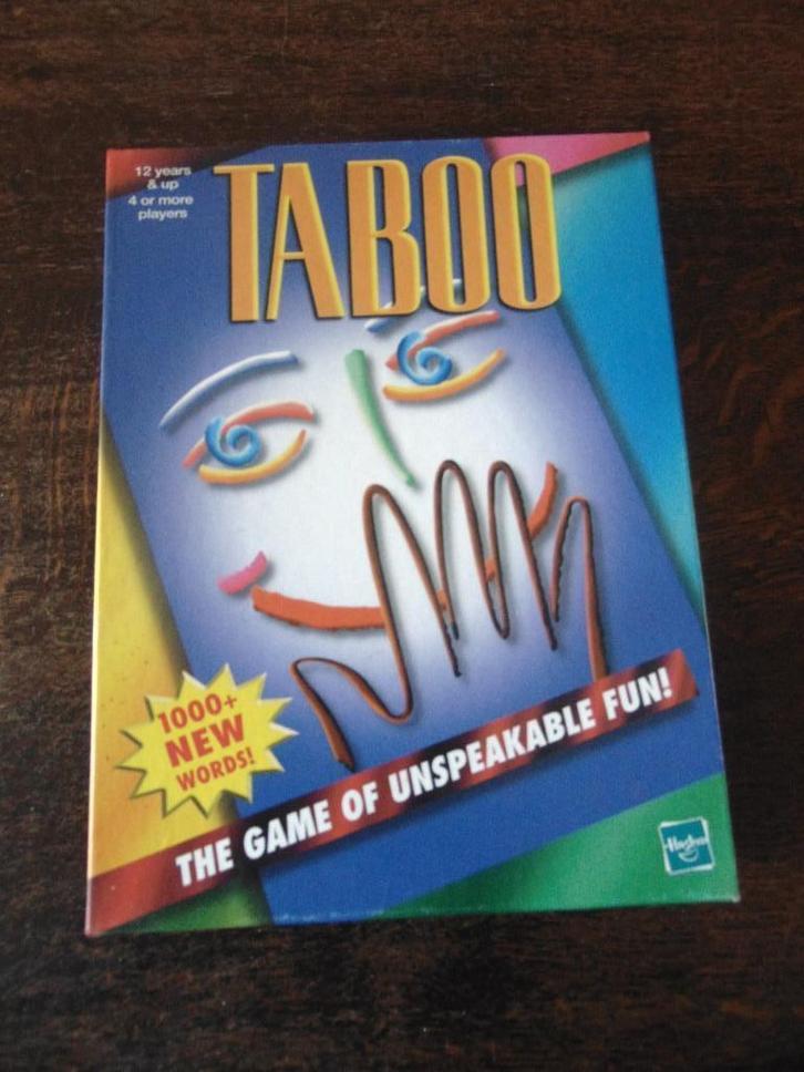Taboe In het Engels als Nieuw, Hobby en Vrije tijd, Gezelschapsspellen | Bordspellen, Zo goed als nieuw, Drie of vier spelers