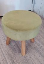Rond krukje mosgroen zacht groen velours, grenen poten 35 cm, Ophalen of Verzenden, Zo goed als nieuw, Hout