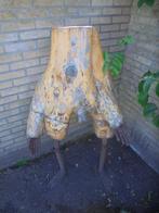 Sculptuur Boomstronk Man hout/ijzer gesigneerd zeer Uniek, Tuin en Terras, Tuinbeelden, Gebruikt, Mensenbeeld, Hout, Ophalen