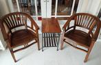 Teakhout Butler stoelen, Balkon Serre Veranda, Huis en Inrichting, Ophalen, Twee, Bruin, Koloniaal
