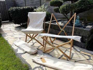 Opvouwbare houten vlinderstoelen met canvas zitting