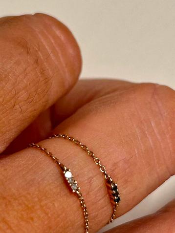 2 gouden ringen met diamantjes merk Di Giorgio authentiek 