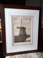 Antieke ets watermolen., Ophalen of Verzenden