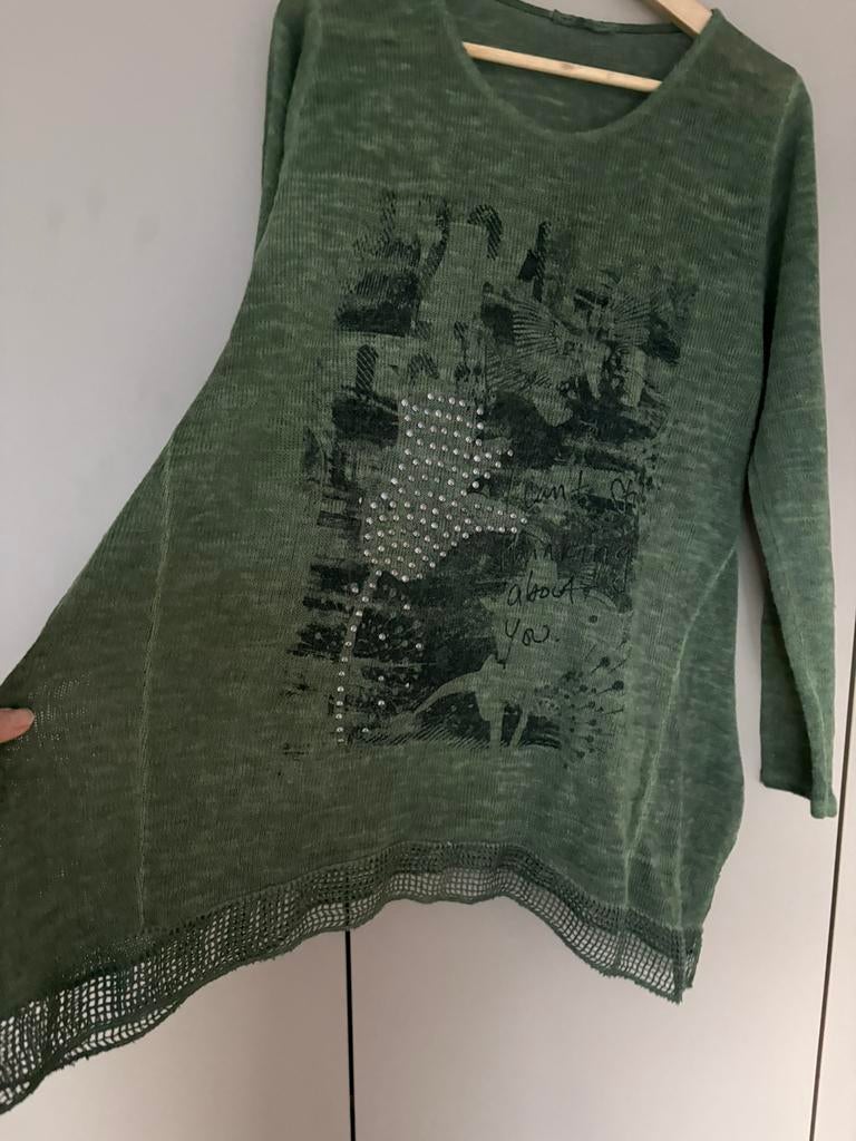 Trui met asymmetrische kanten, Ophalen, Nieuw, Maat 42/44 (L), Groen
