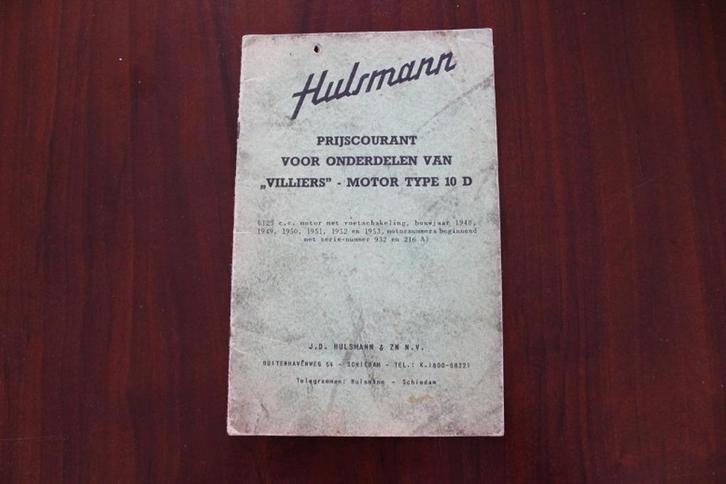 Hulsmann Villiers type 10D onderdelen / prijs lijst, Motoren, Handleidingen en Instructieboekjes, Overige merken, Verzenden