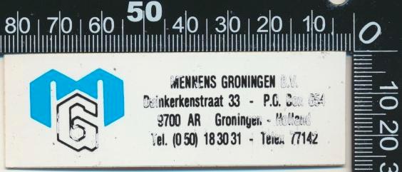 Sticker: Mennens - Groningen, Verzamelen, Stickers, Zo goed als nieuw, Bedrijf of Vereniging, Ophalen of Verzenden