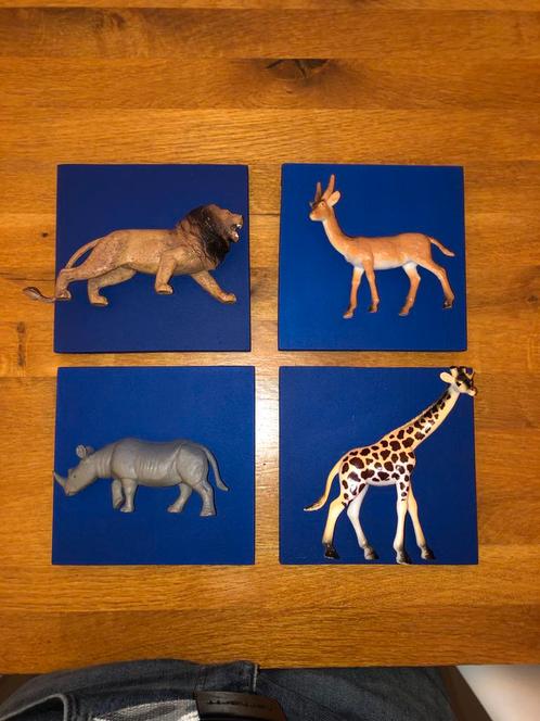 Safari dieren 3D schilderijen hand gemaakt, Antiek en Kunst, Kunst | Beelden en Houtsnijwerken, Ophalen of Verzenden