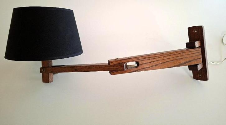 vintage mid century wandlamp zwenk lamp retro jaren 50-60, Huis en Inrichting, Lampen | Wandlampen, Gebruikt, Hout, Ophalen of Verzenden