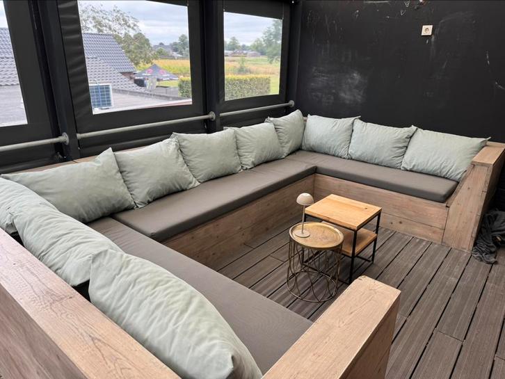 Steigerhout loungeset, Tuin en Terras, Tuinsets en Loungesets, Gebruikt, Loungeset, Steigerhout, 7 zitplaatsen, Ophalen of Verzenden