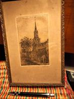 tekening van kerk in Gouda van Eugene Rensburg, Antiek en Kunst, Ophalen of Verzenden