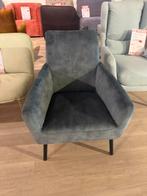 Fauteuil Gerke velvet blauw luxe stoel zwarte poot goedkoop, Ophalen, Nieuw, Stof