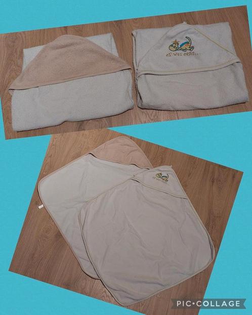 2 × baby badcapes katoen - draak en blanco, Kinderen en Baby's, Badjes en Verzorging, Gebruikt, Overige typen, Overige merken