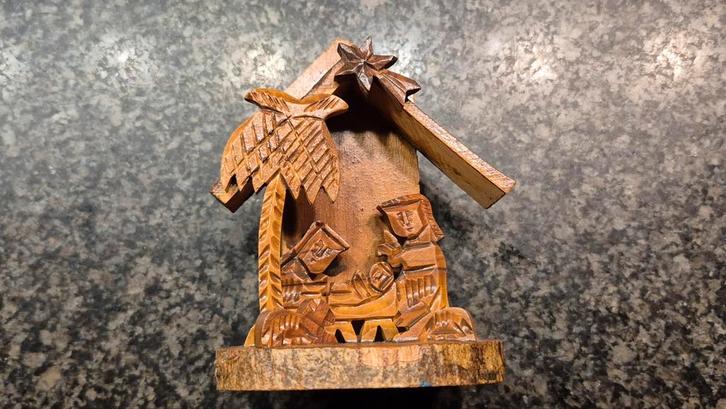 Klein Houten Kerststalletje, Antiek en Kunst, Kunst | Beelden en Houtsnijwerken, Ophalen of Verzenden