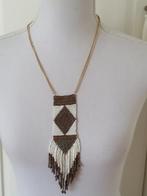 I am bruin witte glaskraaltjes indianen ketting, Overige materialen, Verstelbaar, Nieuw, Ophalen of Verzenden