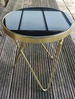 messing bijzet tafel met Rookglas, Overige materialen, Minder dan 55 cm, Rond, Zo goed als nieuw