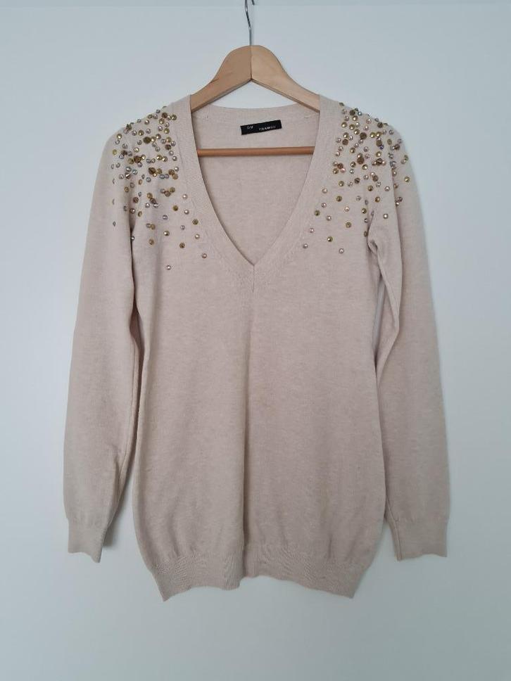 licht beige trui Tiramisu maat S-M met studs, Kleding | Dames, Truien en Vesten, Gedragen, Maat 36 (S), Beige, Ophalen of Verzenden