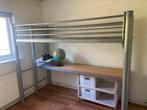 Metalen hoogslaper met bureau, Ophalen, Eenpersoons, Zo goed als nieuw, 200 cm