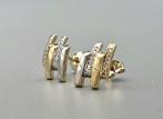 Gouden Vintage bi-color design oorbellen diamanten. 2025/825, ., Ophalen of Verzenden, Zo goed als nieuw, .