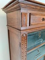 Antieke Blauwe Archiefkast – Met Originele Kartonnen Lade, Ophalen