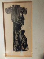 Houtsnede jesus aan het kruis, v Notenboom, Ophalen of Verzenden