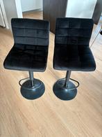 Zwarte velvet barkrukken, 2 krukken, Ophalen, Zo goed als nieuw, 60 tot 90 cm