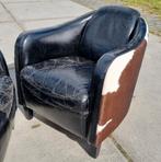 2x Aviator fauteuil leer + koeienhuid + GRATIS BEZORGING, Huis en Inrichting, Fauteuils, Gebruikt, Aviator, ., Ophalen of Verzenden