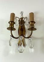 Set antieke koperen / messing wandlampjes met glazen pegels, Antiek en Kunst, Antiek | Lampen, Ophalen of Verzenden