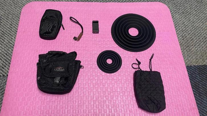 Set: antireflex kappen, smartphonehouder, tas, pouches, Audio, Tv en Foto, Fotografie | Fototassen, Zo goed als nieuw, Rugtas