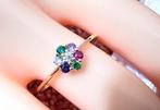 14k gouden ring met saffier robijn amethist smaragd.mino, Nieuw, Ophalen of Verzenden, 17 tot 18, Met edelsteen
