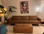 Woood rodeo bank met poef cognac zeer goede staat, Ophalen, Overige materialen, Gebruikt, 125 cm of meer