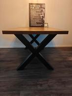 Eiken eettafel met stalen X-poot, Huis en Inrichting, Tafels | Eettafels, Ophalen, 50 tot 100 cm, Zo goed als nieuw, 150 tot 200 cm