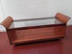 Vintage, G.Plan, Tulip teak / glas / design salontafel, Vintage design, 100 tot 150 cm, 50 tot 75 cm, Glas