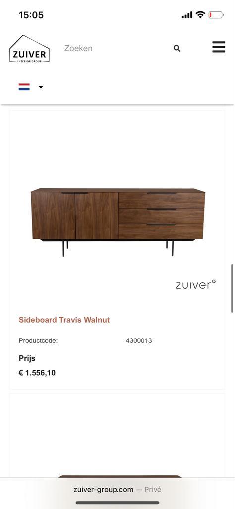 Prachtige Zuiver Travis walnoot houten kast/sideboard, Huis en Inrichting, Kasten | Dressoirs, Zo goed als nieuw, 150 tot 200 cm