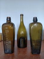 3 antieke flessen - kelderfles - wijnfles, Antiek en Kunst, Ophalen of Verzenden