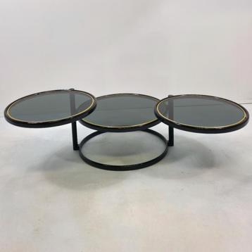 Bijzettafel jaren 80 verstelbaar rookglas Milo Baughman beschikbaar voor biedingen