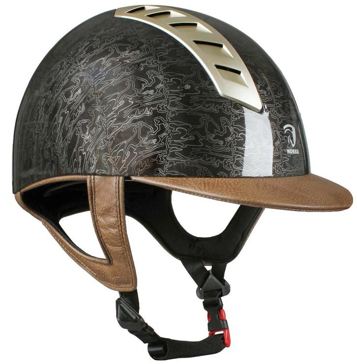 Bruine Horka Arrow Graphic glanzende cap maat 54 en 56, Dieren en Toebehoren, Paardrijkleding, Nieuw, Dames, Heren, Kinderen, Cap
