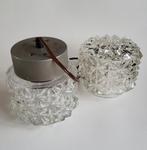 Vintage plafondhanglamp met extra glazen kap, Ophalen of Verzenden, Gebruikt