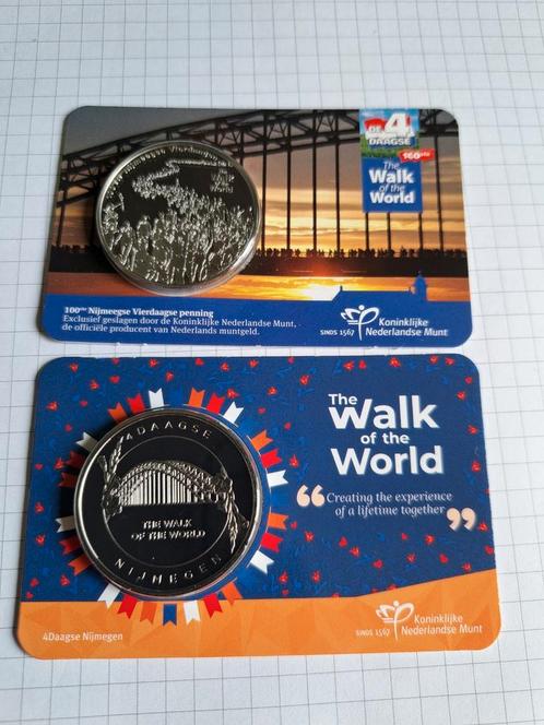 2x Penning thema Nijmeegse Vierdaagse in coincard, Postzegels en Munten, Penningen en Medailles, Overige materialen, Nederland