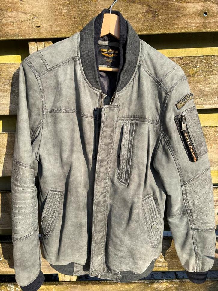 PME Legend Leren Jas - Maat M, Kleding | Heren, Jassen | Winter, Zo goed als nieuw, Maat 48/50 (M), Grijs, Ophalen