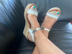 Nieuwstaat Porronet leren wit sandalen met goud en zilver 39, Wit, Zo goed als nieuw, Porronet, Sandalen of Muiltjes