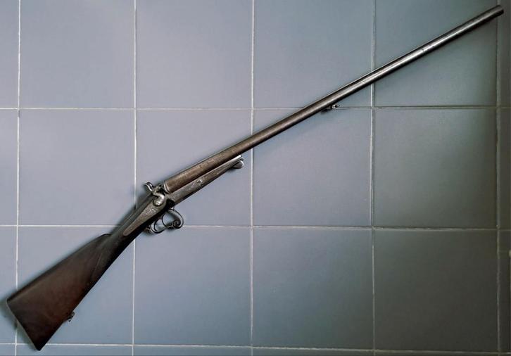 Antiek Brits Lefaucheux hagel geweer kal 12 zwartkruit, Antiek en Kunst, Antiek | Overige Antiek, Ophalen of Verzenden
